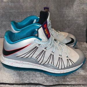 Nike Air Max Lebron X  Akron Aeros low metallic platinum-tropical teal size 9